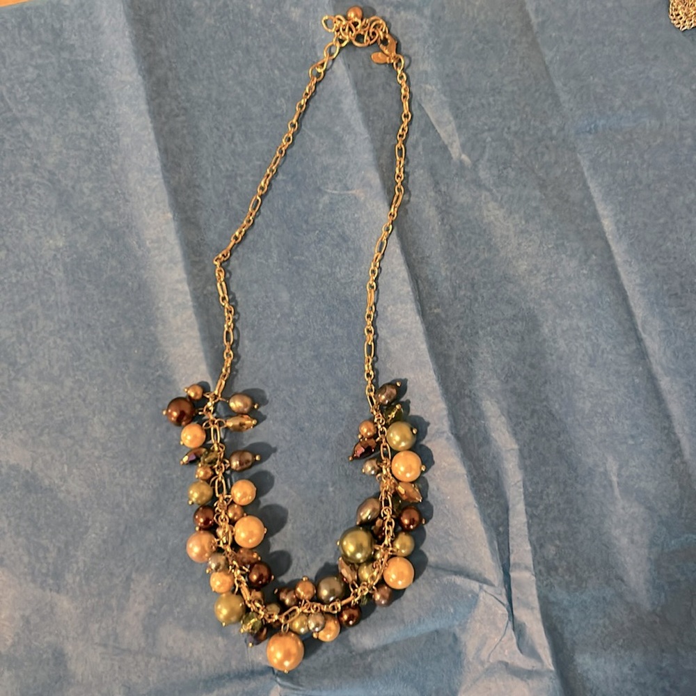 Multi colored pearl fashion necklace